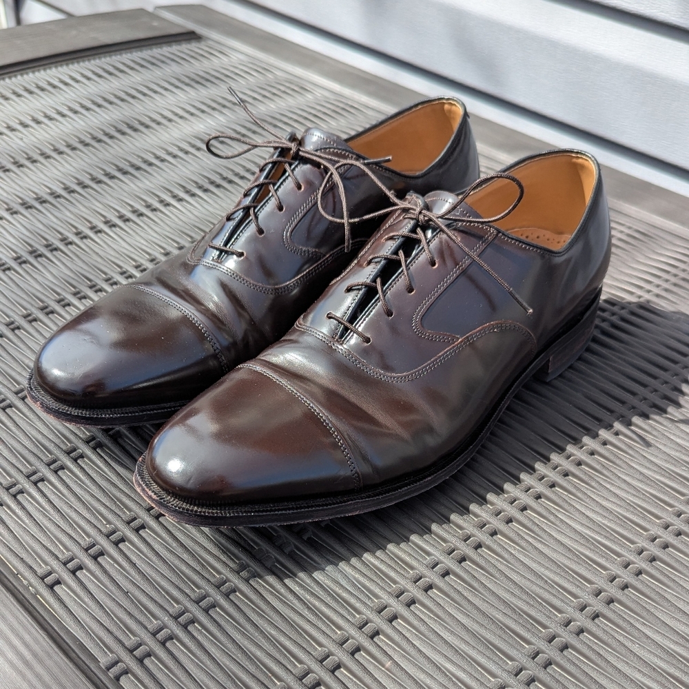 Johnston & Murphy Men's Melton Cap Toe Oxford Brown Leather Dress Shoes Sz 12